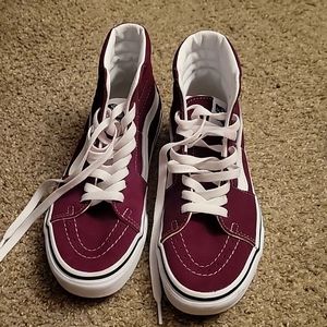 Grape Wine/ True White High Top Vans